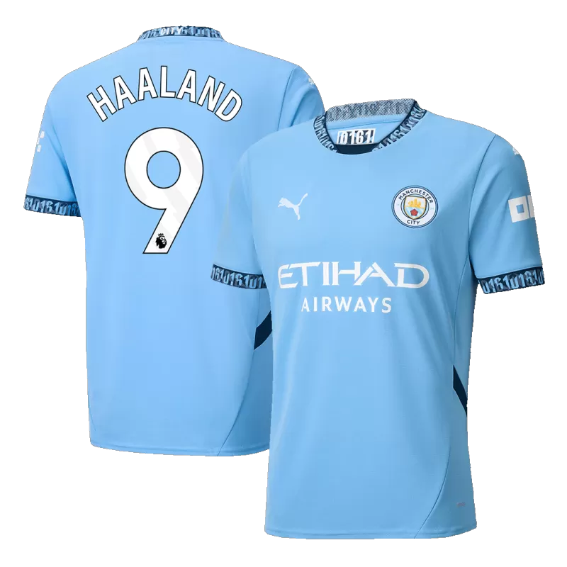 Haaland #9 Maglia Home Manchester City 2024/25 - Blu